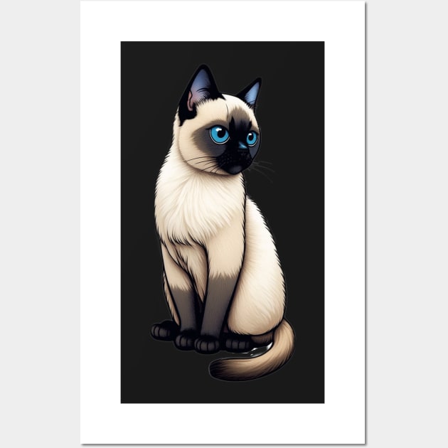 Cute Siamese Cat Wall Art by kansaikate